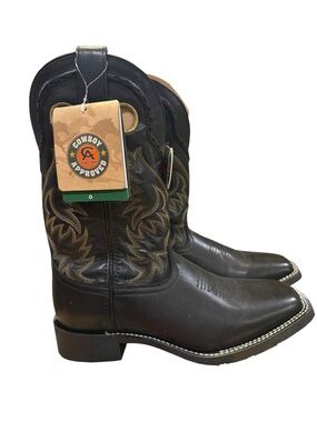 Laredo Kane 7710 Black Embroidered Leather Western Cowboy Boots Men’s 9D NWT